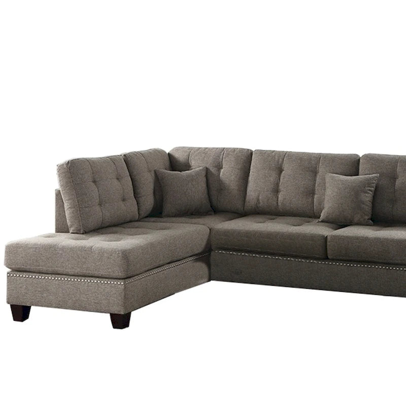 Ensemble de canapé d'angle Polyfiber avec coussin moelleux, brun clair