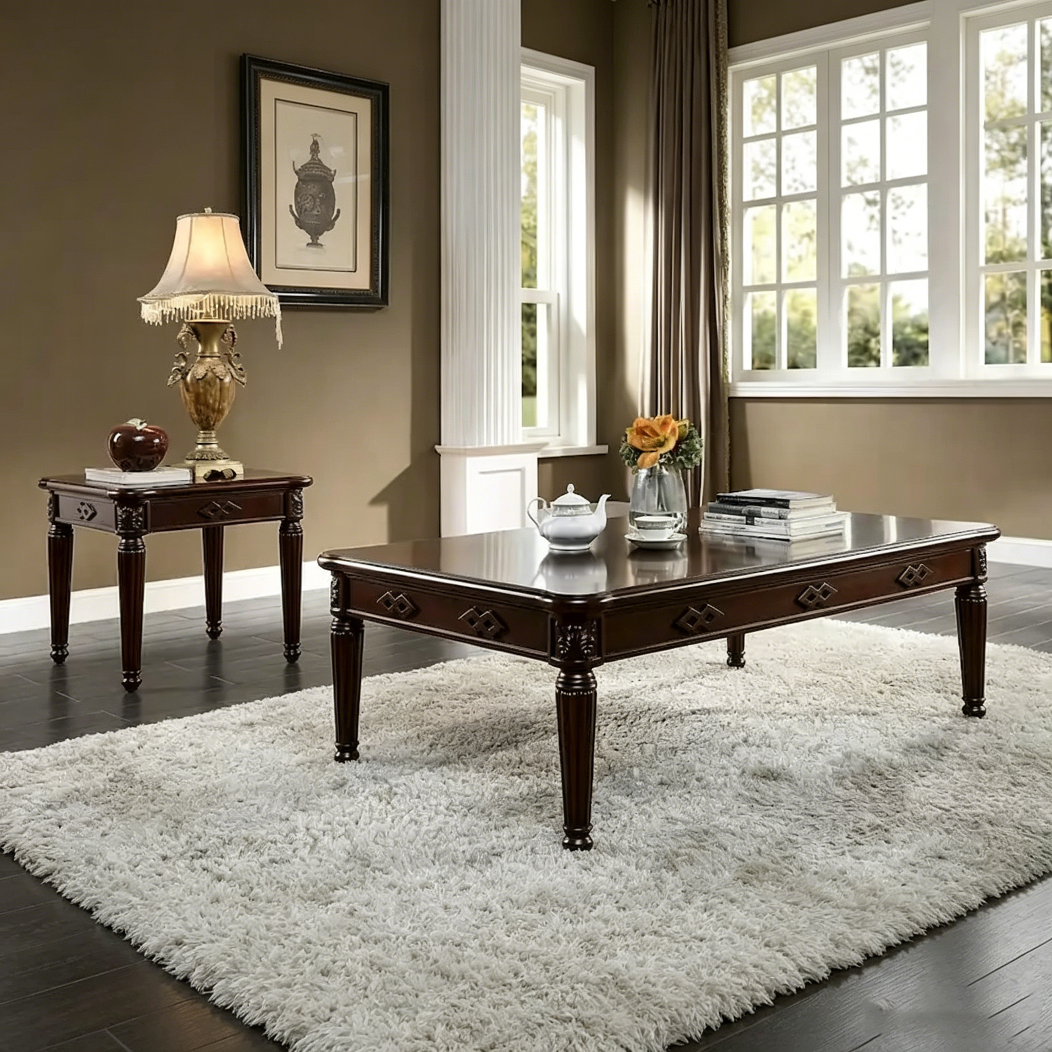 Table d'appoint carrée en bois finition espresso